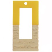 Pendentif rectangle évidé en résine imitation bois 38x19 mm Jaune - Marron x1|raw }}