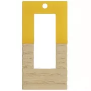 Pendentif rectangle évidé en résine imitation bois 38x19 mm Jaune - Marron x1