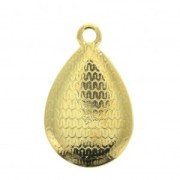 Pendentif goutte travaillé en zamac et résine époxy 21x12 mm Doré à l'or fin- Blanc x1