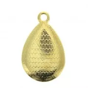 Pendentif goutte travaillé en zamac et résine époxy 21x12 mm Doré à l'or fin- Blanc x1