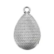 Pendentif goutte travaillé avec résine époxy 21x12 mm Argenté vieilli - Noir x1