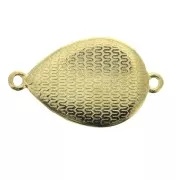 Intercalaire goutte 2 anneaux avec résine époxy 27x16 mm Doré à l'or fin - Vert sapin x1