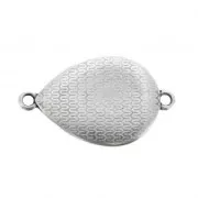 Intercalaire goutte 2 anneaux avec résine époxy 27x16mm Argenté vieilli - Blanc x1