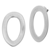 Clous d'oreilles design ovale évidé en zamac 32.5x21 mm - Placage Argent fin vieilli x2