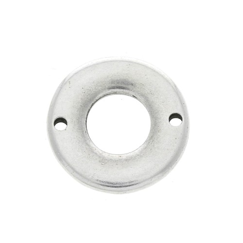 Intercalaire rond évidé 2 trous 18 mm en zamac - Placage Argent fin vieilli x1