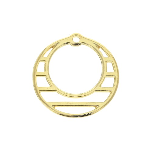 Pendentif rond ajouré en zamac 23 mm - Doré à l'or fin x1