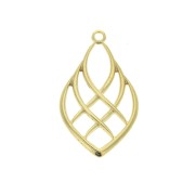 Pendentif goutte effet lignes entrecroisées en zamac 27x16 mm - Doré à l'or fin x1