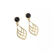 Pendentif goutte effet lignes entrecroisées en zamac 27x16 mm - Doré à l'or fin x1