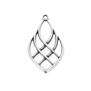 Pendentif goutte effet lignes entrecroisées en zamac 27x16 mm - Placage Argent fin vieilli x1
