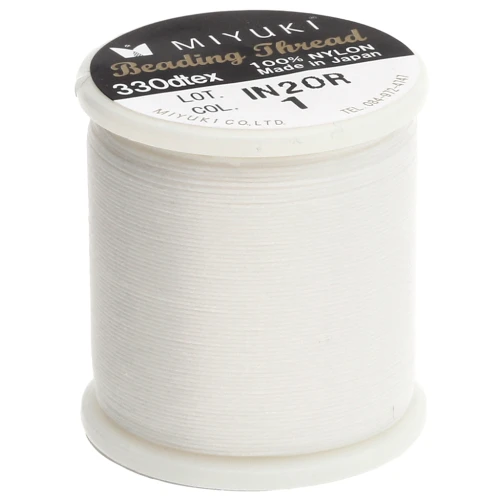 Fil Miyuki Nylon Beading thread B 0.25 mm White (n°01) x50 m