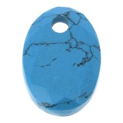 Pendentif facetté ovale 14x10 mm en pierre gemme - imitation Turquoise x1|raw }}