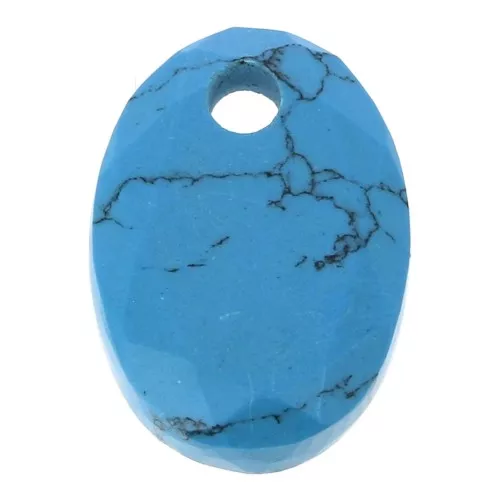 Pendentif facetté ovale 14x10 mm en pierre gemme - imitation Turquoise x1