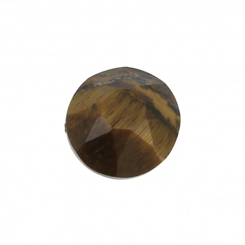 Cabochon rond facetté 6 mm Oeil de Tigre x1