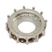 Rondelle strassée 15 mm argenté/Light Smoked Topaz  x1|raw }}