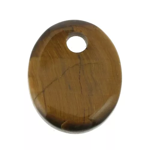 Sequin ovale 12x10 mm en pierre gemme - Oeil de Tigre x1
