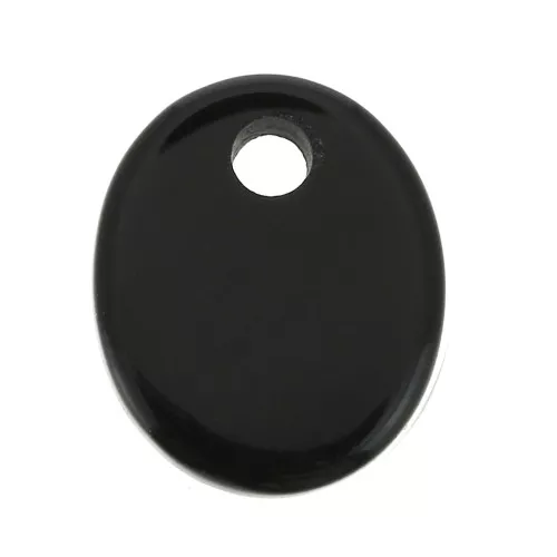 Sequin ovale 12x10 mm en pierre gemme - Black Onyx x1