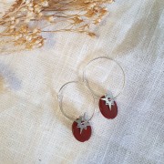 Sequin ovale 12x10 mm en pierre gemme - Jaspe Rouge x1