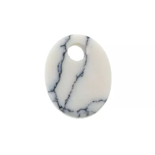 Sequin ovale 10x8 mm en pierre gemme - Howlite x1