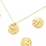 Breloque Zodiaque Bélier en laiton avec oxydes de Zirconium - 15 mm - Doré x1