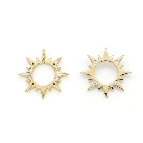 Pendentif soleil évidé avec oxydes de zirconium 15 mm Doré - Crystal x1