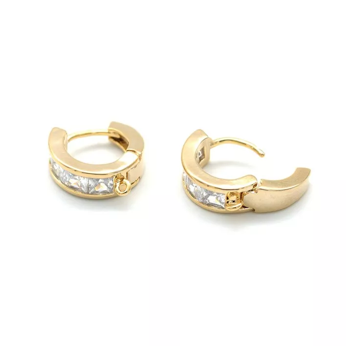 Boucles D'oreilles Dormeuses Créoles En Perles De Culture Et Grenat - Plaqué Or