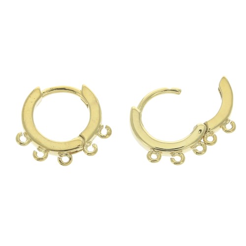 Dormeuses créoles avec 5 anneaux ouverts 12 mm - Doré x2