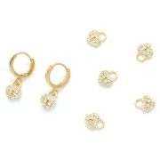 Breloque cadenas forme coeur avec oxydes de Zirconium 8x6.5 mm - Doré - Crystal x1