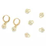 Breloque cadenas forme coeur avec oxydes de Zirconium 8x6.5 mm - Doré - Crystal x1