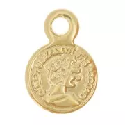 Mini breloque pièce de monnaie médiévale 6 mm - Doré à l'or fin x1