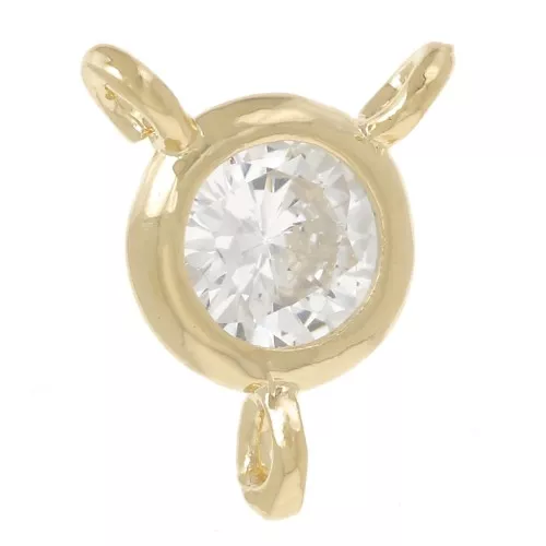 Intercalaire rond 3 anneaux 5mm - oxyde de Zirconium - Doré à l'or fin - Crystal