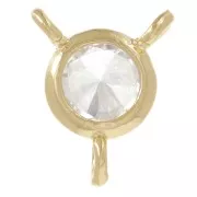 Intercalaire rond 3 anneaux 5mm - oxyde de Zirconium - Doré à l'or fin - Crystal