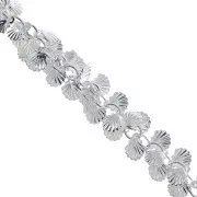 Chaîne maille ronde fantaisie avec coquillages 6.5 mm - Placage argent fin x20cm