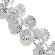 Chaîne maille ronde fantaisie avec coquillages 6.5 mm - Placage argent fin x20cm