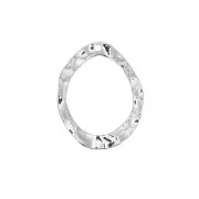 Pendentif goutte irrégulier martelé évidé en laiton 23.5x18 mm - Placage argent fin x1