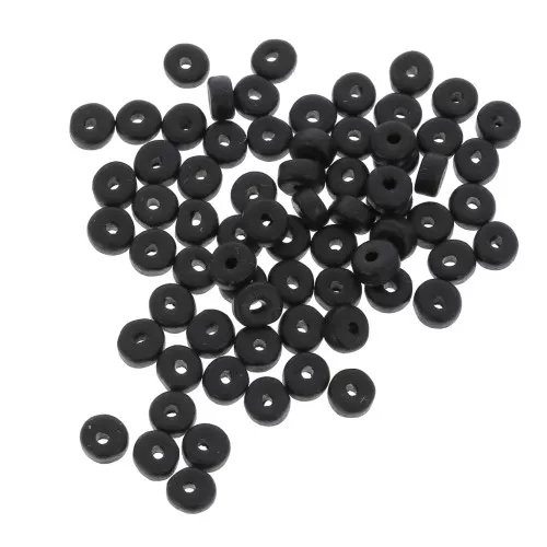 Perles Heishi rondelles en céramique 5.3x2.5 mm - Noir mat x30