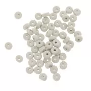 Perles Heishi rondelles en céramique 5.3x2.5 mm - Blanc gris mat x30