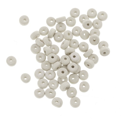Perles Heishi rondelles en céramique 5.3x2.5 mm - Blanc gris mat x30