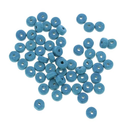 Perles rondelles Heishi en céramique 5.3x2.5 mm - Bleu Azur mat x30