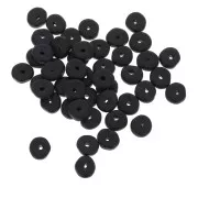 Perles rondelles Heishi en céramique 6.5x2.3 mm - Noir mat x30