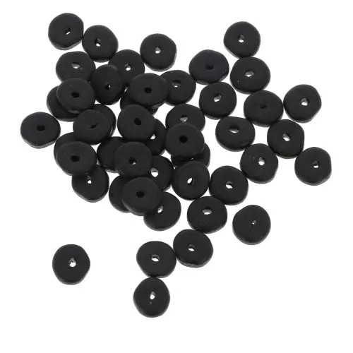 Perles Heishi rondelles en céramique 6.5x2.3 mm - Noir mat x30