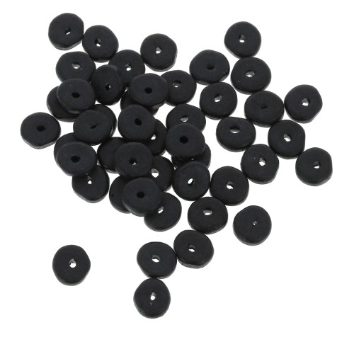 Perles rondelles Heishi en céramique 6.5x2.3 mm - Noir mat x30
