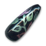 Poire décor fleur 35x14 mm Jet x1