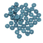 Perles Heishi rondelles en céramique 6.5x2.3 mm - Bleu Canard mat x30