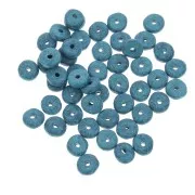 Perles Heishi rondelles en céramique 6.5x2.3 mm - Bleu Canard mat x30