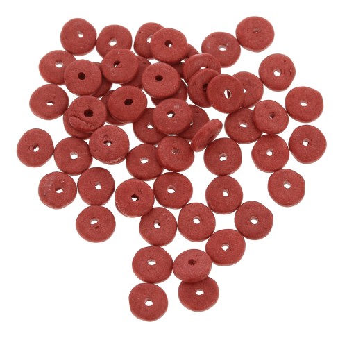 Perles Heishi rondelles en céramique 6.5x2.3 mm - Rouge mat x30