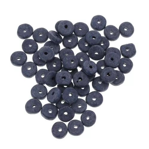 Perles Heishi rondelles en céramique 6.5x2.3 mm - Bleu Marine mat x30