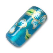 Tube décor fleur 20x9 mm Aquamarine x1