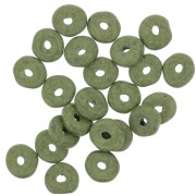 Perles rondelles Heishi en céramique 6.5x2.3 mm - Olive mat x30|raw }}