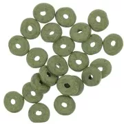 Perles Heishi rondelles en céramique 6.5x2.3 mm - Olive mat x30