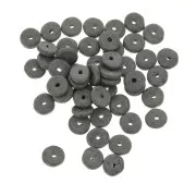 Perles rondelles Heishi en céramique 6.5x2.3 mm - Gris Foncé mat x30